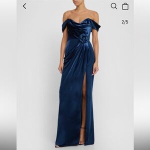 Marchesa Blue Maxi Slip Skirt with Slit